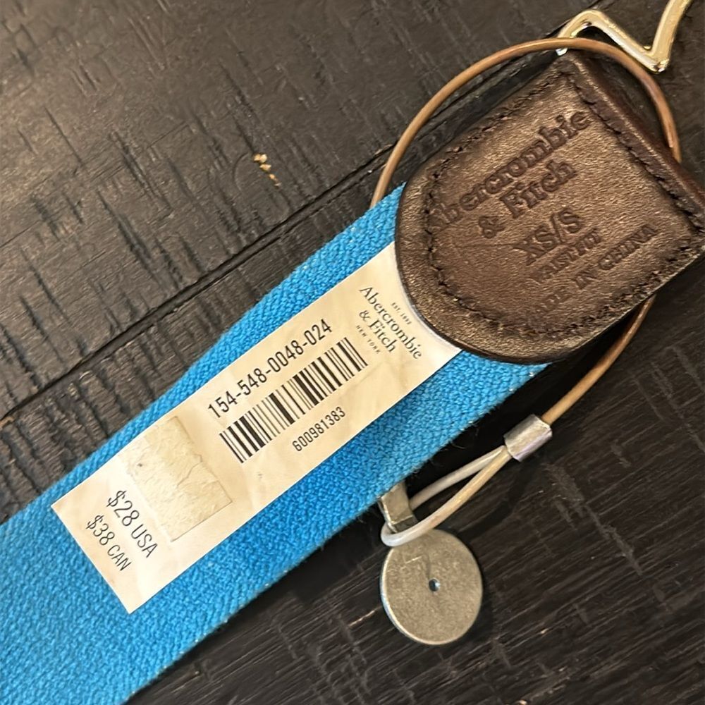 New Abercrombie & Fitch A&F Vintage Stretch Genuine Leather Blue Belt Old Stock​ - Picture 7 of 10